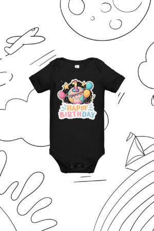 1st Birthday T-Shirt - Pastel Globe & Balloons - Baby Boy or Girl Birthday Outfit - Soft Cotton Toddler Tee - Keepsake Gift