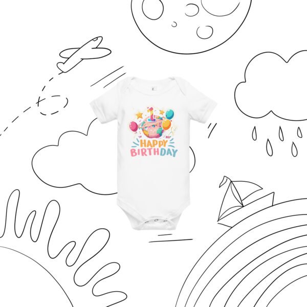 1st Birthday T-Shirt - Pastel Globe & Balloons - Baby Boy or Girl Birthday Outfit - Soft Cotton Toddler Tee - Keepsake Gift - Image 7