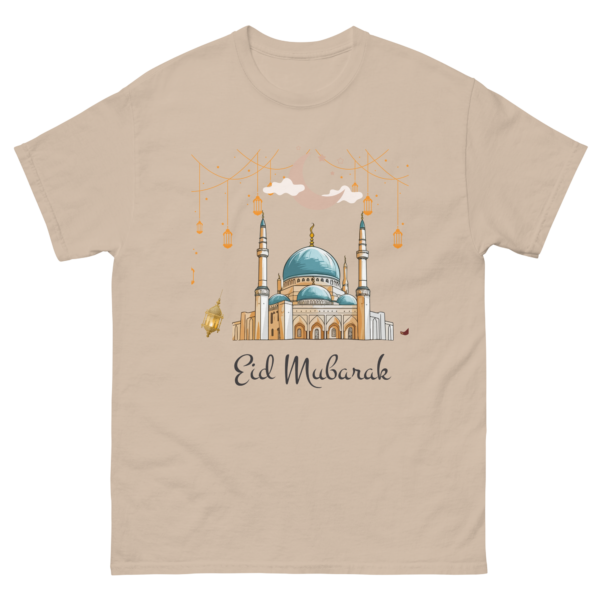Eid Mubarak Mosque T-Shirt – Islamic Festival Tee, Crescent Moon & Lanterns Design - Image 5