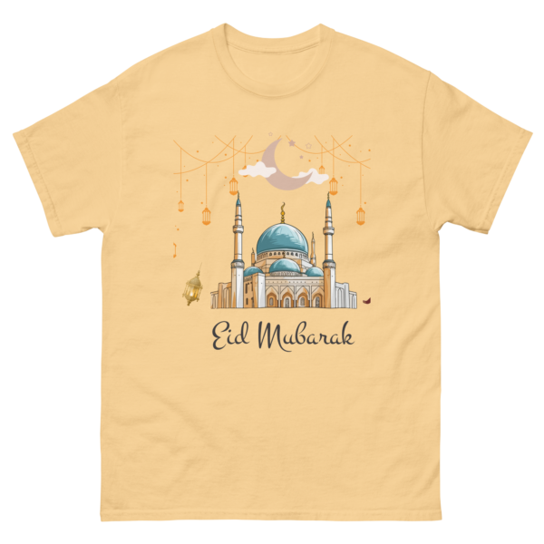 Eid Mubarak Mosque T-Shirt – Islamic Festival Tee, Crescent Moon & Lanterns Design - Image 7