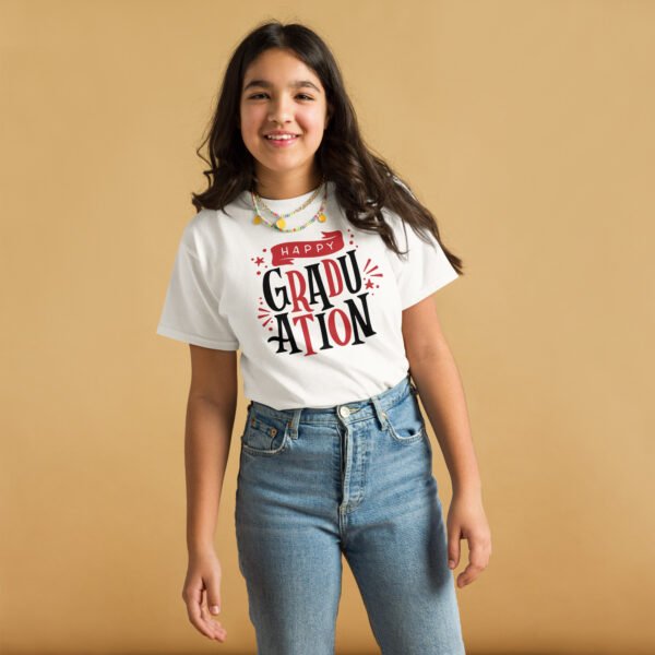 Happy graduation tee for women featuring stylish design and perfect fit for graduation day