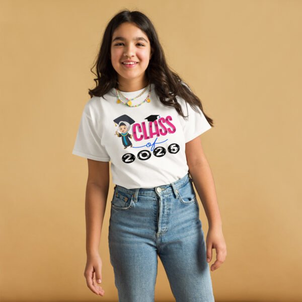 Women's Class of 2025 graduation Tee featuring a bold "Class of 2025" print. Perfect for senior year events, graduation parties, and as a meaningful keepsake for female graduates.