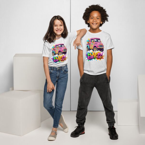 Kids Pink Truck Birthday Tee – Graffiti Art Happy Birthday Shirt - Image 9