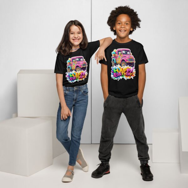 Kids Pink Truck Birthday Tee – Graffiti Art Happy Birthday Shirt - Image 2