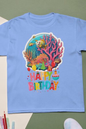 Kids wearing Ocean Theme Party Shirt with sea creatures