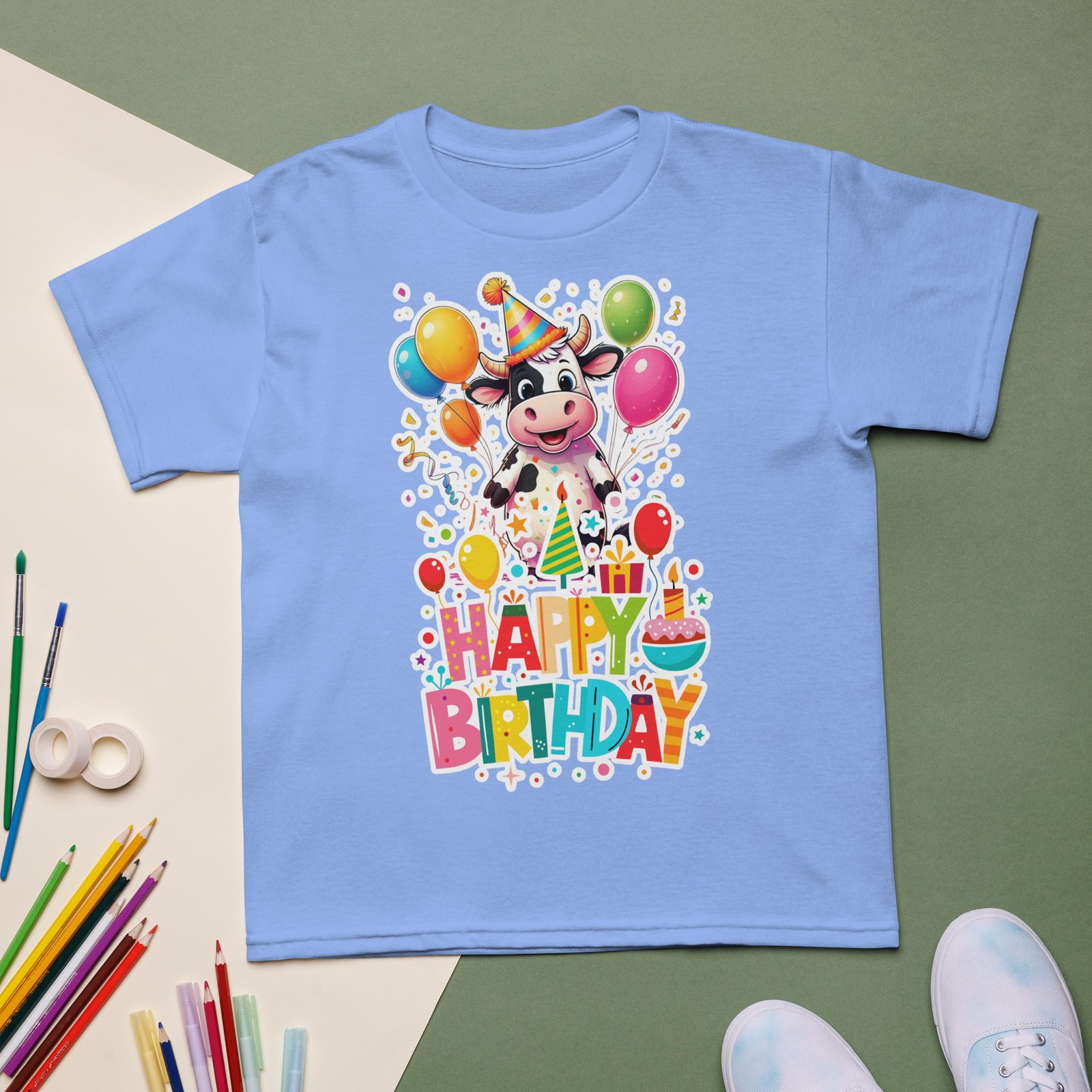 Whimsical Cartoon Cow Birthday T-Shirt for Kids – Fun Farm Party Tee - Image 9