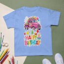 Cute pink truck birthday t-shirt for kids with vintage graphic design