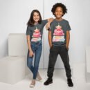Whimsical Kids Birthday Cake T-Shirt - Fun Cartoon Pink Cake with Smiling Star - Cute & Playful Gift for All Ages