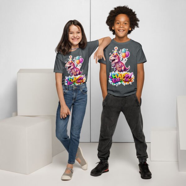 Pink Dinosaur Birthday T-Shirt for Girls - Cute Cartoon Dino Party Tee - Fun Birthday Outfit for Kids - Comfortable & Colorful - Image 4