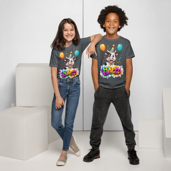 Kids Cow Birthday Tee – Cute Cartoon Cow T-Shirt - Image 5