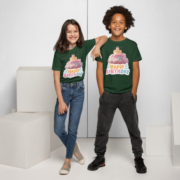 Whimsical Kids Birthday Cake T-Shirt Fun Floating Cake on a Cloud Perfect Gift for Boys & Girls Soft Cotton Tee for Parties & Celebrations - Image 4