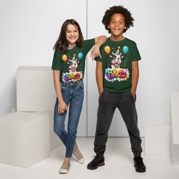 Kids Cow Birthday Tee – Cute Cartoon Cow T-Shirt - Image 4