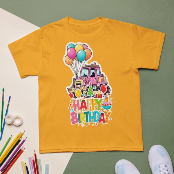 Cute Tractor T-Shirt for Girls – Pink Farm Birthday Shirt for Toddlers & Kids - Image 8