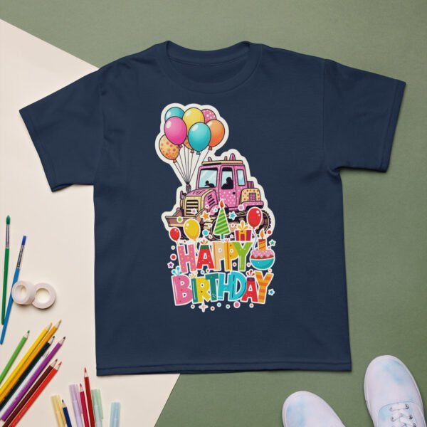 Cute Tractor T-Shirt for Girls – Pink Farm Birthday Shirt for Toddlers & Kids - Image 3