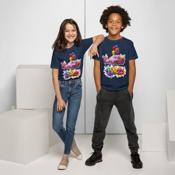 Kids birthday shirt with colorful balloons graphic
