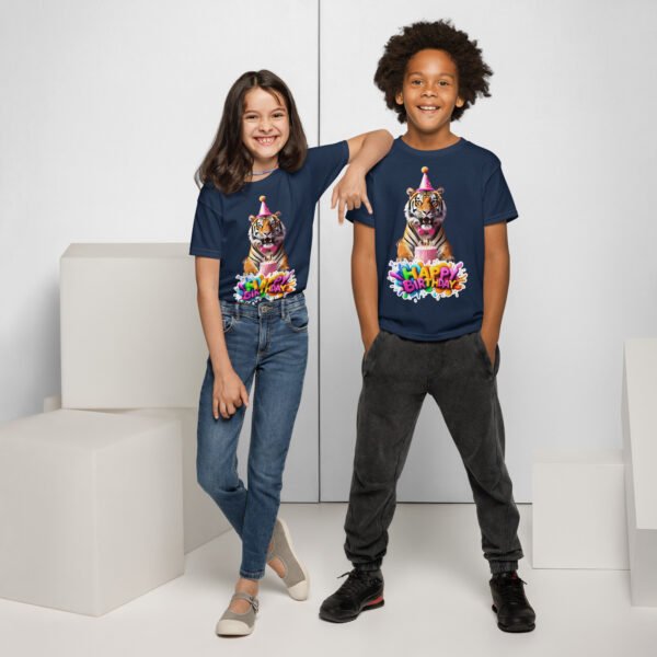 Tiger Theme Birthday Tee – Whimsical Cartoon Tiger T-Shirt - Image 3