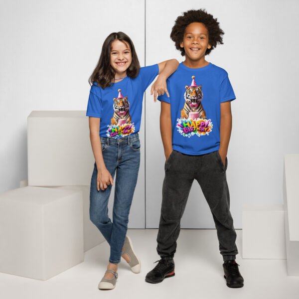 Tiger Theme Birthday Tee with cute cartoon tiger for kids