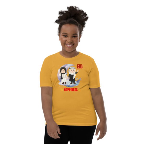 Kid wearing Eid Happiness T-Shirt celebrating Ramadan and Eid Festival