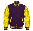 Men’s purple varsity jacket streetwear style