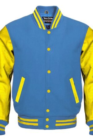 Sky blue letterman jacket varsity style