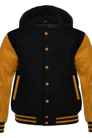 Black Hoodie Varsity Jacket