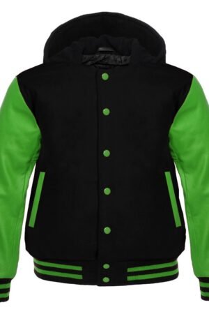 Black Hoodie Varsity Jacket