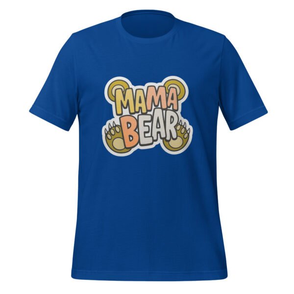 Blue unisex t-shirt with “Mama Bear” print – fun Mother’s Day gift tee from pkhubofficial.com