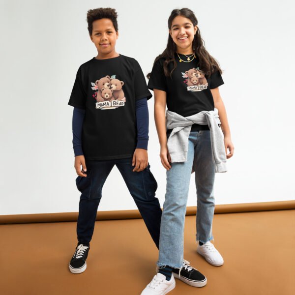 Mama's Boy Youth T-Shirt | Cute Bear Graphic Tee for Kids | pkhubofficial.com - Image 3