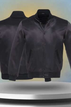 Black Strip Shoulder Satin Jacket