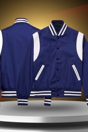 Blue Strip Shoulder Satin Jacket