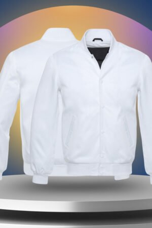 White Strip Shoulder Satin Jacket