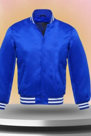 Royal Blue Strip Shoulder Satin Jacket