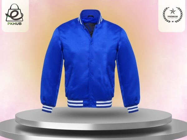 Royal Blue Strip Shoulder Satin Jacket