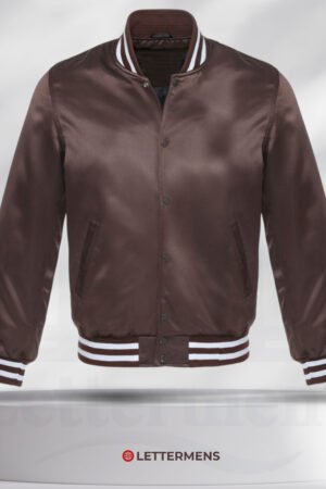 Brown Strip Shoulder Satin Jacket