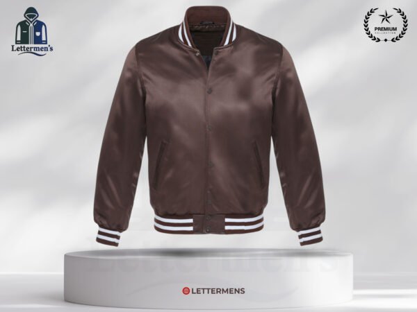 Brown Strip Shoulder Satin Jacket