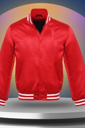 Red Stin Shoulder Satin Jacket