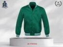 Forest Green Strip Shoulder Satin Jacket