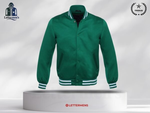 Forest Green Strip Shoulder Satin Jacket