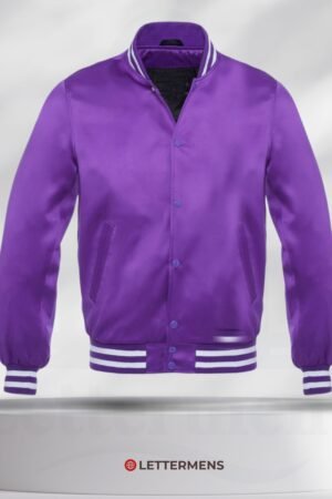 Purple Strip Shoulder Satin Jacket