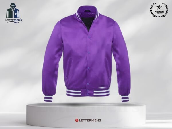 Purple Strip Shoulder Satin Jacket