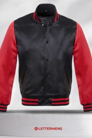 Black Body Red Sleeves Satin Jacket