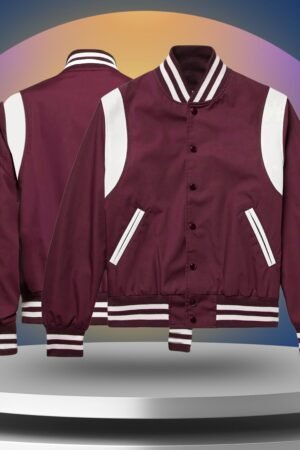 Maroon Strip Shoulder Satin Jacket