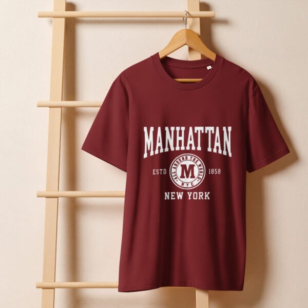 Manhattan NewYork Unisex organic ribbed neck t-shirt - Image 4