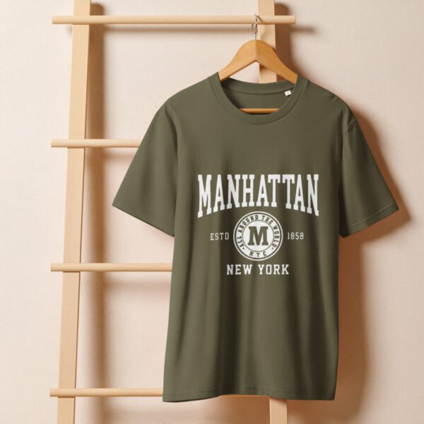 Manhattan NewYork Unisex organic ribbed neck t-shirt - Image 9