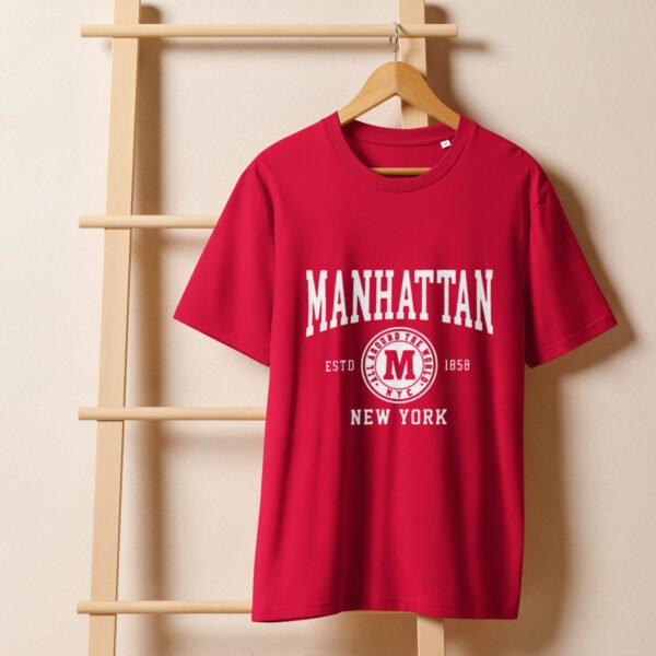 Manhattan NewYork Unisex organic ribbed neck t-shirt - Image 7
