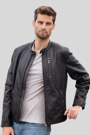 Men’s Black Café Racer Leather Jacket